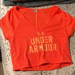 Under Armour mesh orange/bright red/ neon crop top